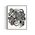 Framed black and white abstract artwork filled with eyes and whimsical linework patterns on a white background
