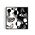 Abstract black and white artwork with swirling patterns, circle, and whimsical linework on a white background