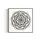 Black and white mandala art print in a black frame on a white background
