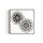 Framed artwork of two black and white mandala flower designs on a white background