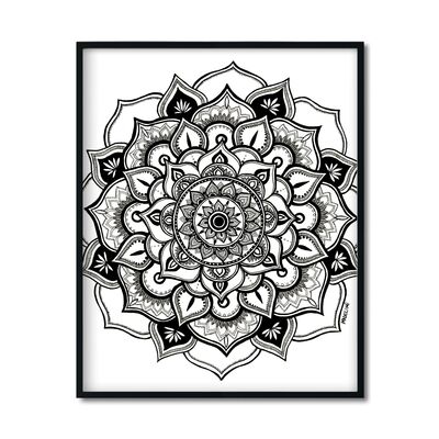 black and white floral mandala artwork