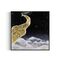 Framed dreamy artwork of a gold crescent moon and cloud against a starry night sky.