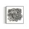 Framed black and white abstract art with eyes, mandalas, and fine line whimsical detail